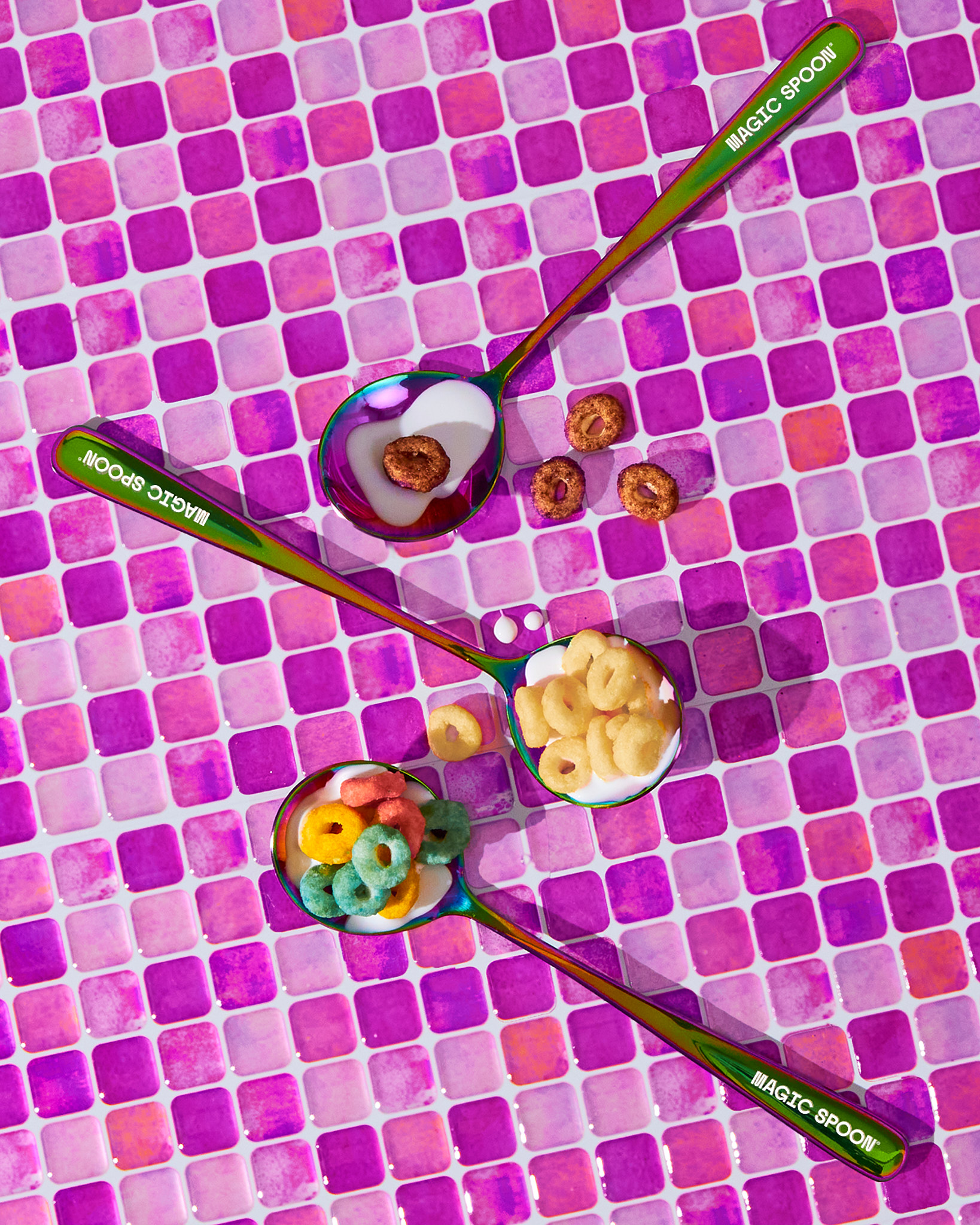 photographer and director maddie eickhoff photographs cereal brand magic spoon at table top food product photography